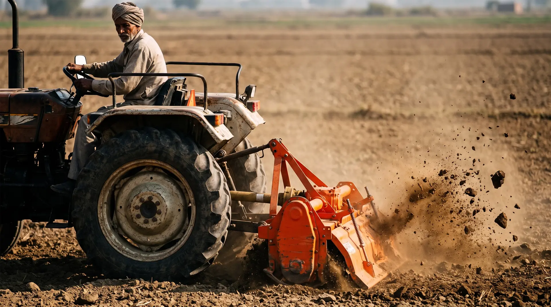 Hero Tractor Rotavator Tilling